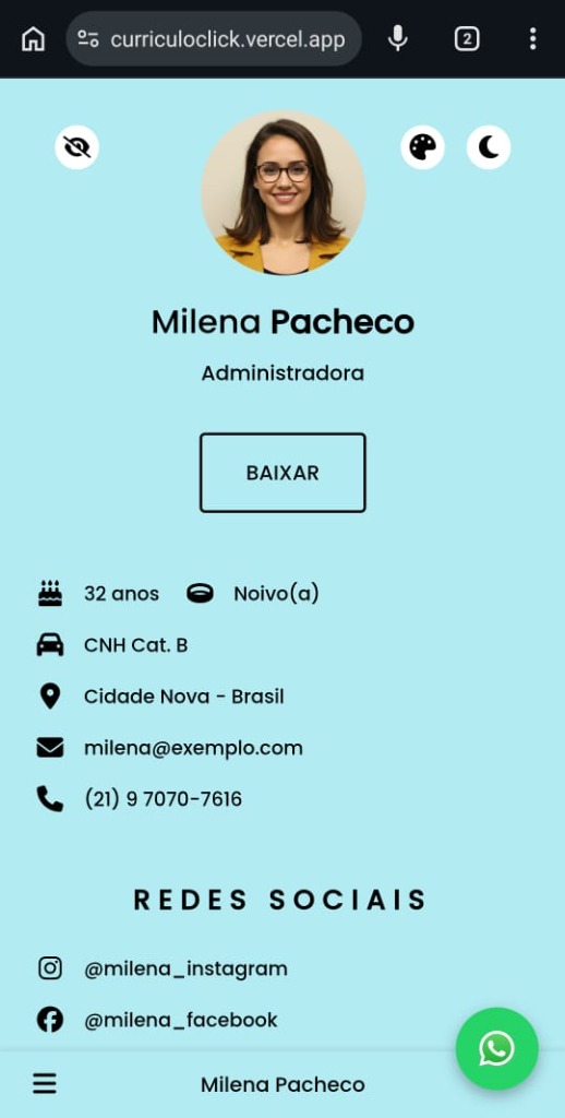 CurrículoClick Tema Azul Executivo